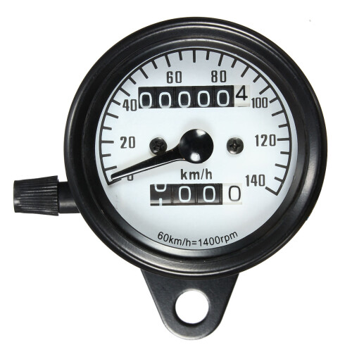 Motorcycle Dual Odometer Speedometer Mechanical Gauge White Universal Waterproof 1
