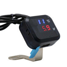Nieuwe 8V - 30V Waterdichte LCD-Display Usb-Oplader Voltmeter Watertemperatuurmeter 12V Volt Spanning Voor Motorfiets UTV ATV Elektrische Scooter