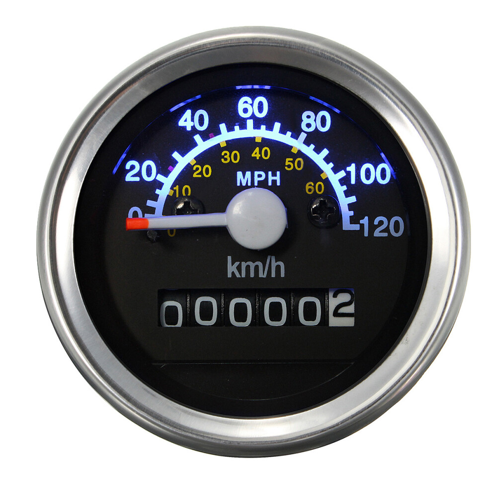 Motorcycle Universal Speedometer Odometer Led Backlight Gauge Kmh Mph Black 762179051985