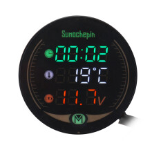 Nuevo medidor de tiempo temperatura y voltaje para motocicleta y coche de 9 V a 24 V 3 en 1 pantalla visión nocturna