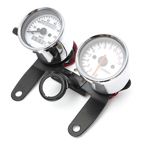New Motorcycle Odometer Tachometer Speedometer Gauge with Black Bracket 1