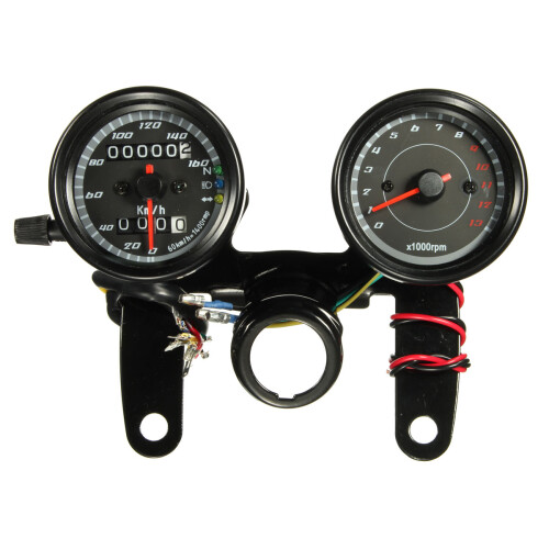 New Motorcycle LED Backlight Odometer Speedometer Tachometer Gauge with Bracket 2