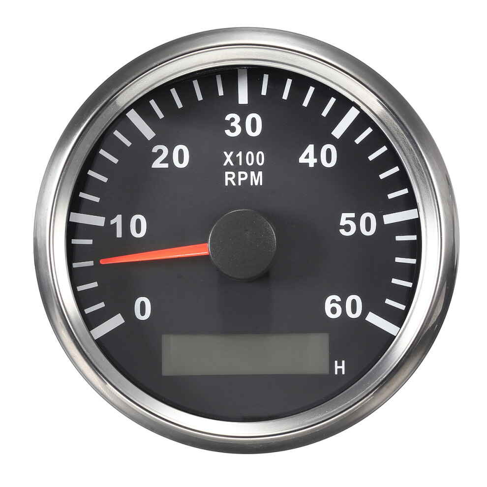 New 12/24V 85Mm 6000 Rpm Boat Meter Tachometer Hourmeter Black 762179081579