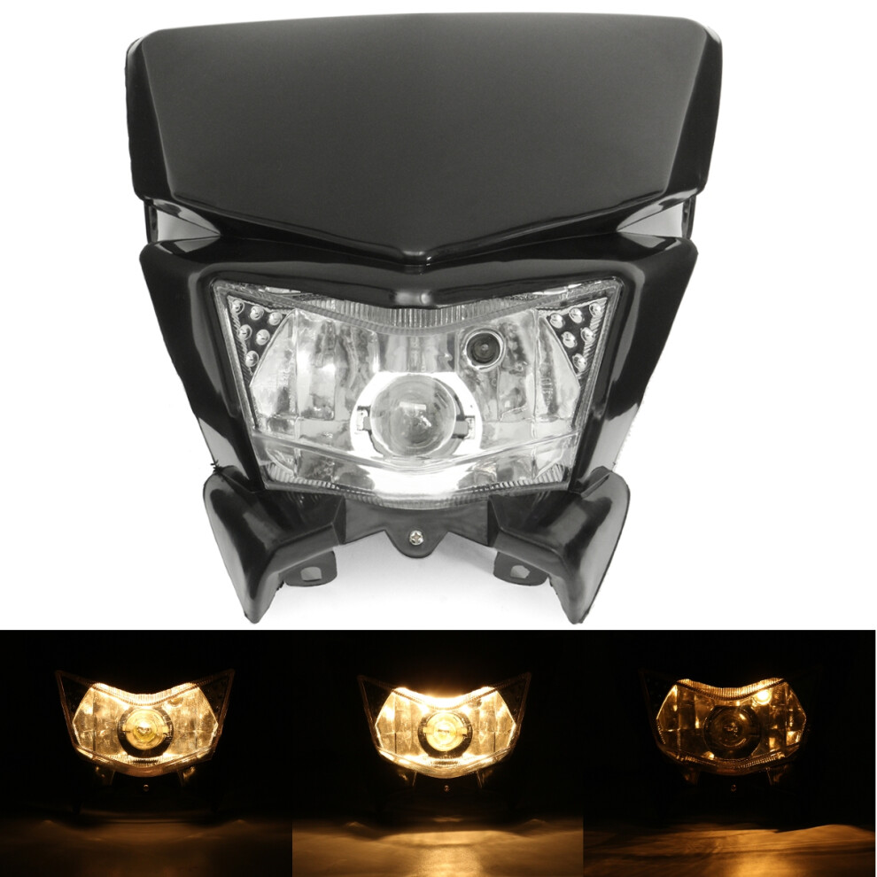 New 12V Motorcycle Fairing Head Lamp Hi/Lo Beam Street Fighter Dirt Bike Universal Light 762179082941