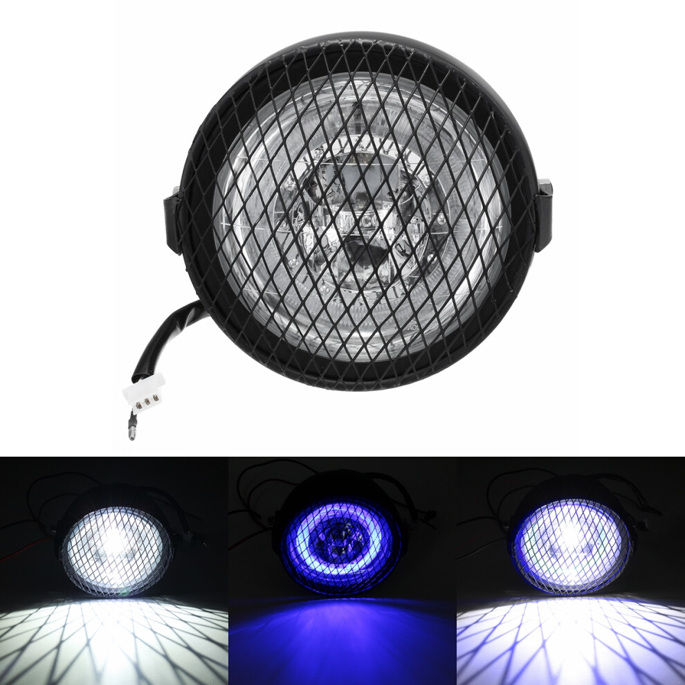 New 6.5Inch Grill Retro Vintage Motorcycle Led Side Mount Headlight Cafe Racer Bobber 762179090731
