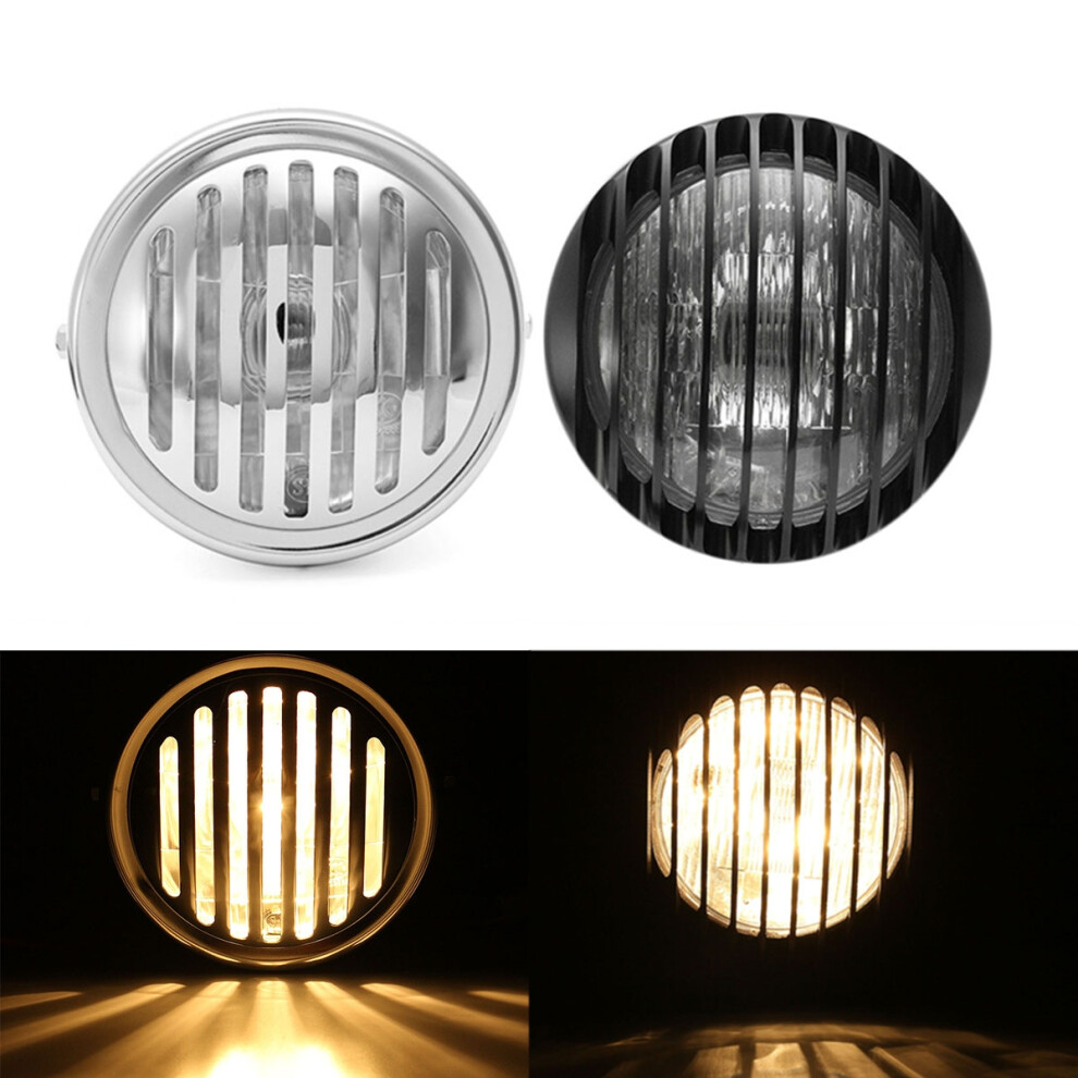 New 6.5Inch Motorcycle Headlight Retro Grill Guard Metal For Harley Chopper Cafe Racer 762179088677