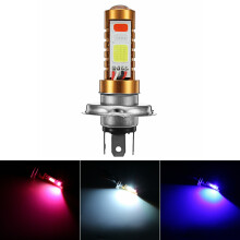 Neue 12/24 V 15 W 6500K Motorrad H4 LED Fernlicht Abblendlicht COB Scheinwerfer 3 Farb Stoke Glühbirne Roller ATV