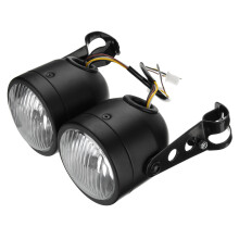 Neue 12 V H4 35 W Dual Twin Motorrad-Scheinwerfer Dominator Tracker Streetfighter Scheinwerfer + Halterung