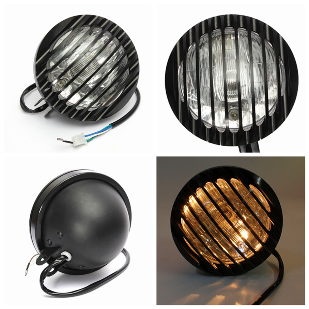 New 6Inch Metal Motorcycle Grill Cover Halogen Headlights For Harley Sportster Black 762179082699