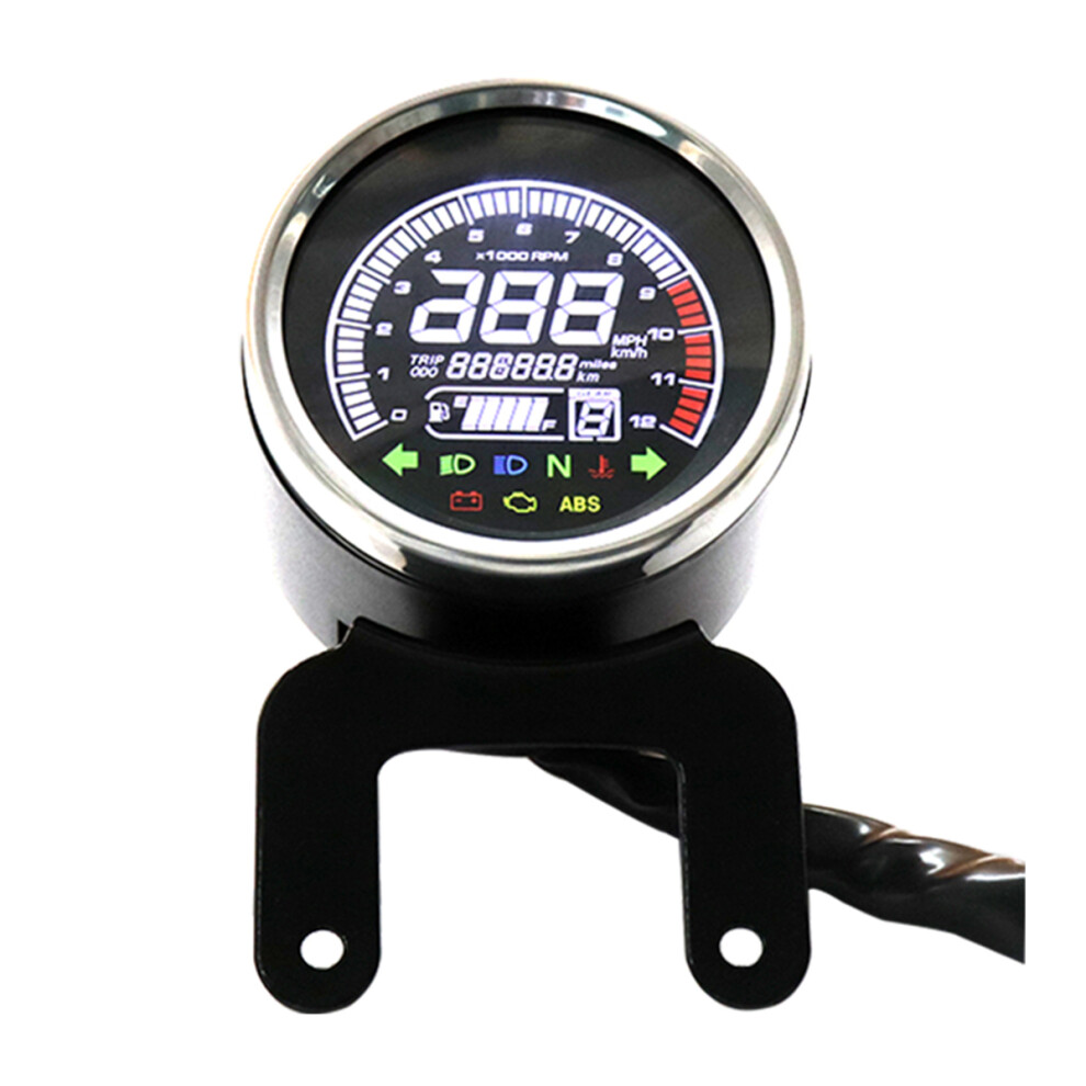 New Universal Motorcycle Bike Digital Speedometer Odometer Rpm Tachometer Km/H Mph 762179091684