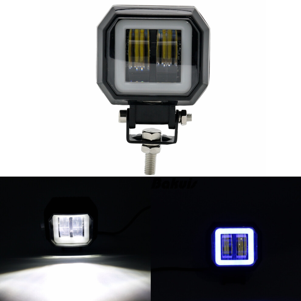 3Inch 12/24V 6500K 20W Square Led Work + With Angel Eyes S Spot Fog For Car Boat Motorcycle Light/Blue/White 762179051015