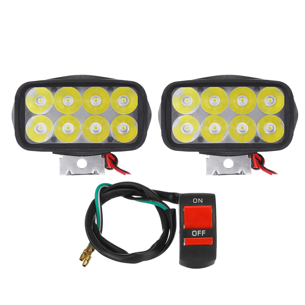 12V 12W Motorcycle Led Headlights 1200Lm Spotlights Super Bright Fog Spot Lamp Waterproof Auxiliary Driving Lights Headlamp With On Off 762179043454