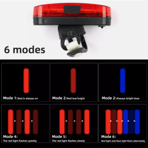 Bicycle Light USB Rechargeable 6 Mode-Cycle Rear Back Light Waterproof 1