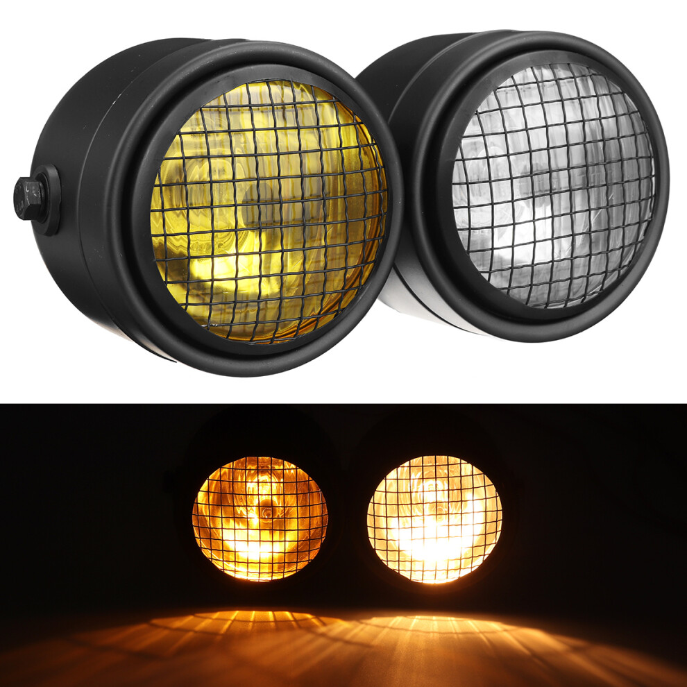New Dual Headlight Twin Lamp Motorcycle Headlamp For Street Cafe Racer Old 762179082927