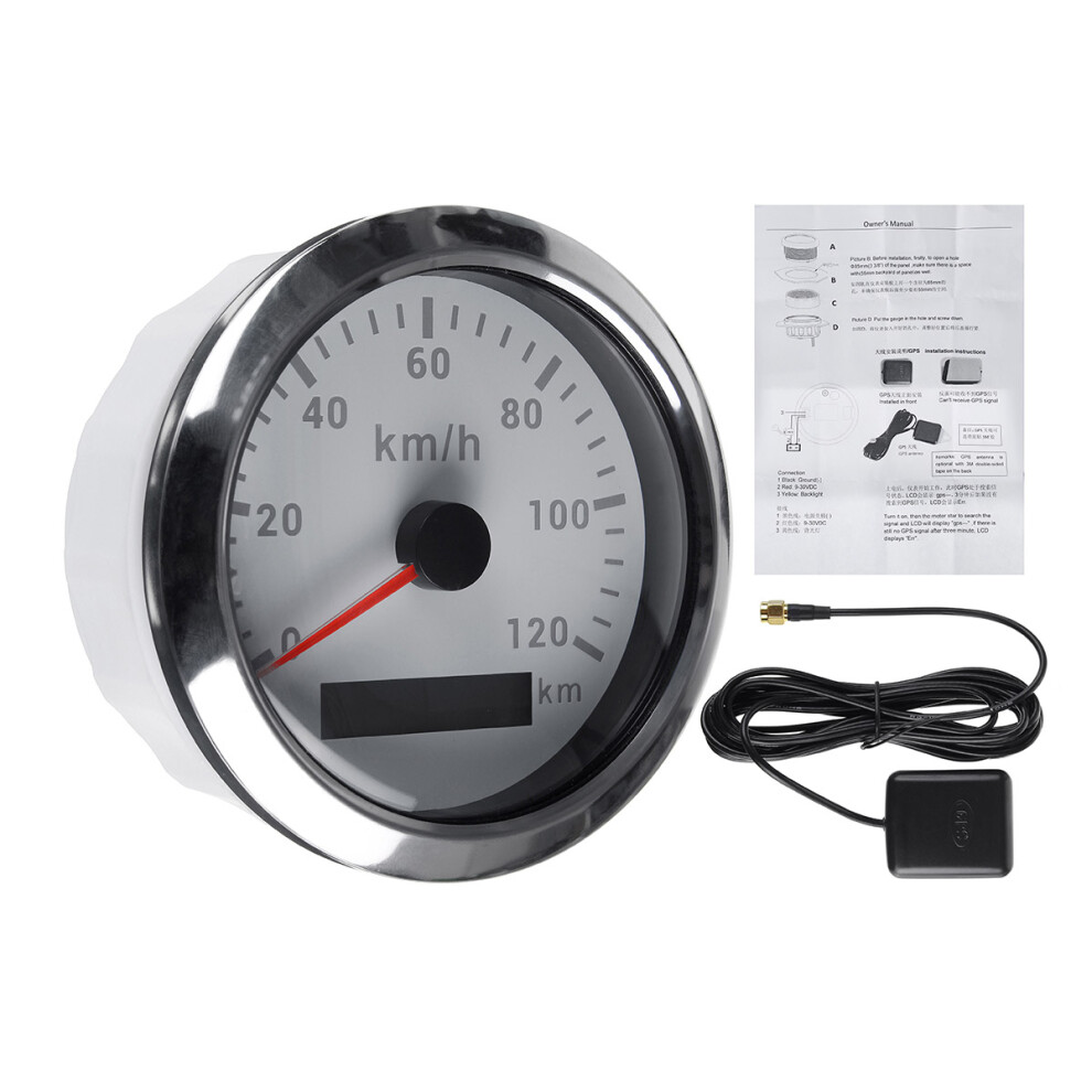 85Mm 9-32V 120/200 Km/H Gps Speedometer Gauge With Backlight With Gps Antenna For Car Truck Boat Motor Auto Red 6900078552484