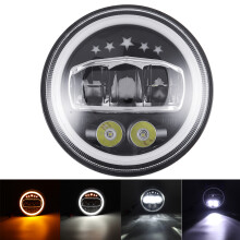 Neue 7'' runde LED-Scheinwerfer für Jeep Wrangler mit Tagfahrlicht und amberfarbenen Blinkerlichtern