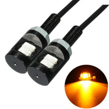 Nuovo set di 2 pezzi di luce per targa LED DC 12V con vite a bullone lampada occhio d'aquila per moto e auto gialla