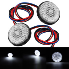 Neue 2 Stück Weiße Hintere Bremsstopplampe LED Runde Reflektor für Auto Motorrad