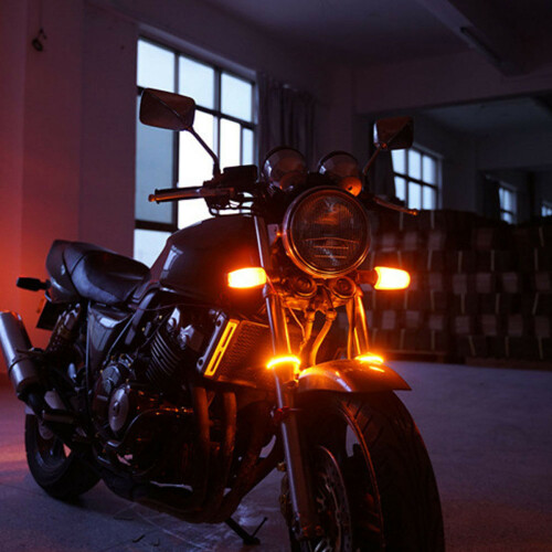 Neue 12 V Motorrad Front-LED-Gabel-Lampen Blinker Universal Amber 2