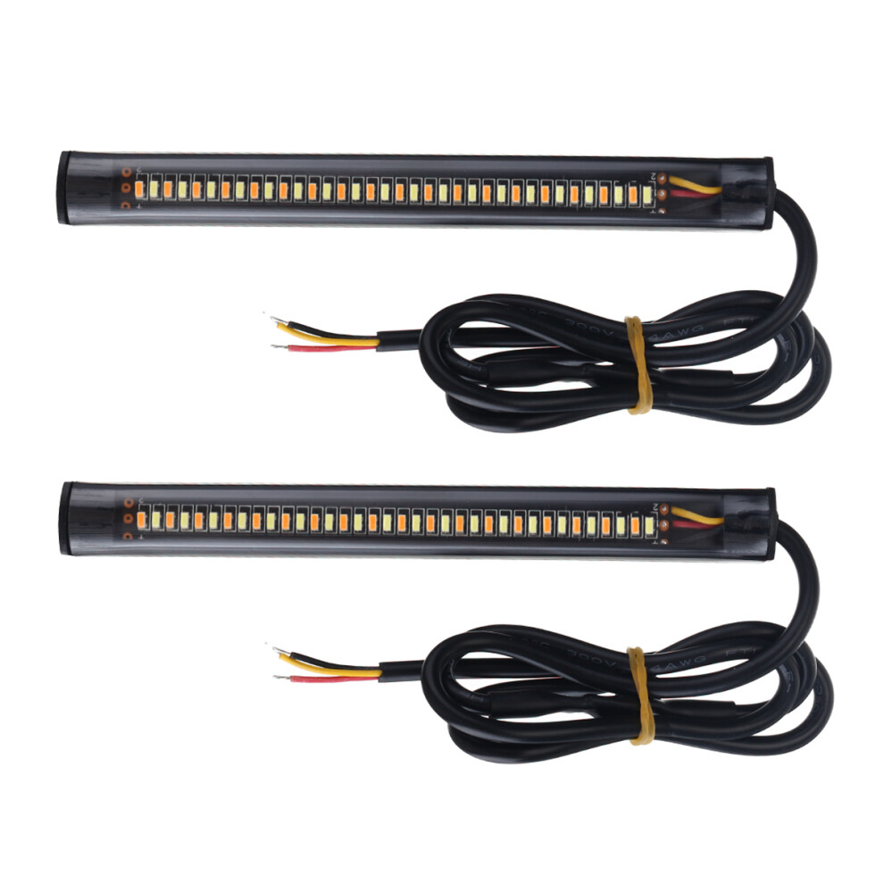 2Pcs 12V Sequential Led Fork Strips Dynamic Turn Signal Indicator Blink Drl Lights Universal Amber 762179034537