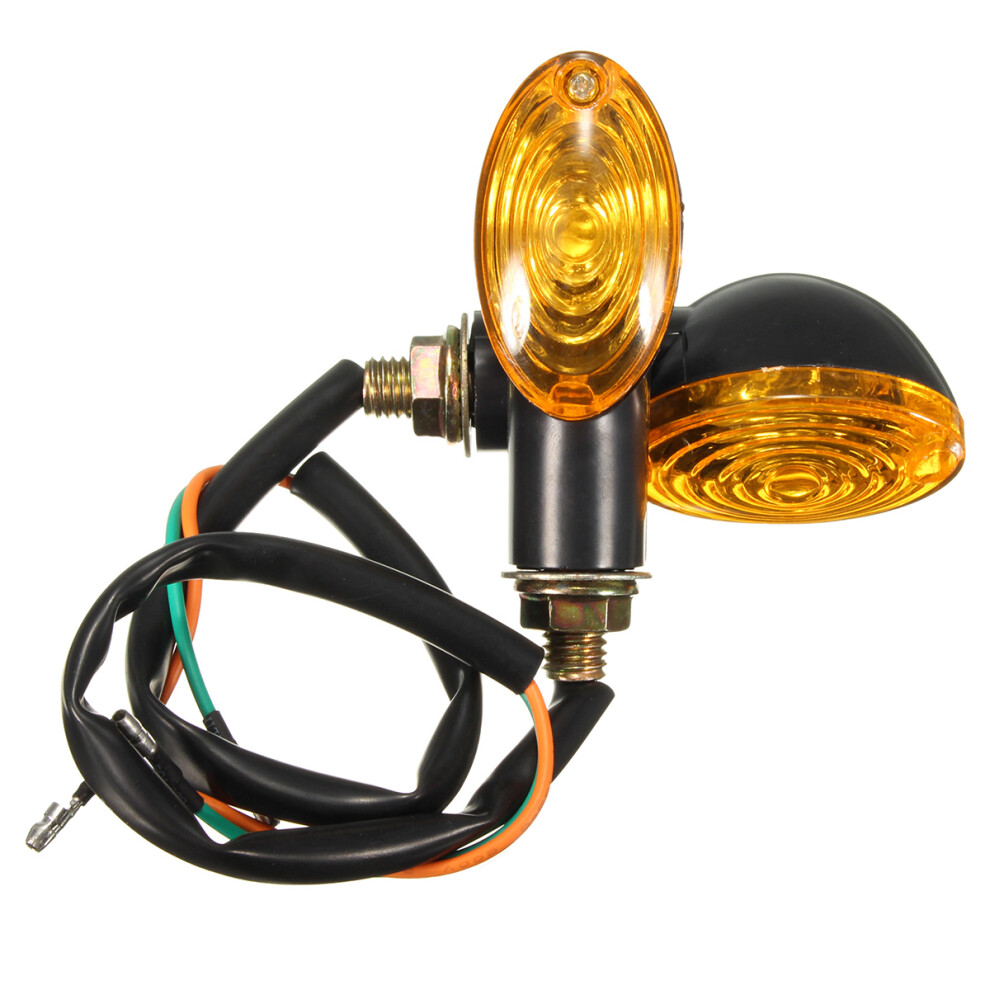2 X Universal Motorcycle Cat Eye Mini Signal Indicator Turn Lights Lens 12V Amber 762179034681