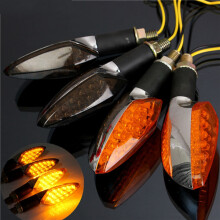 Neue 12 V Universal-Motorrad 15 LED Blinkeranzeige Licht Silberfarbener Linsen langer Griff