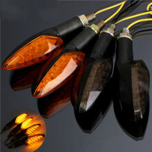 Neue 12 V Universelle Motorrad 15 LED Blinkeranzeige Licht Amber Rauchlinse Lange Griff