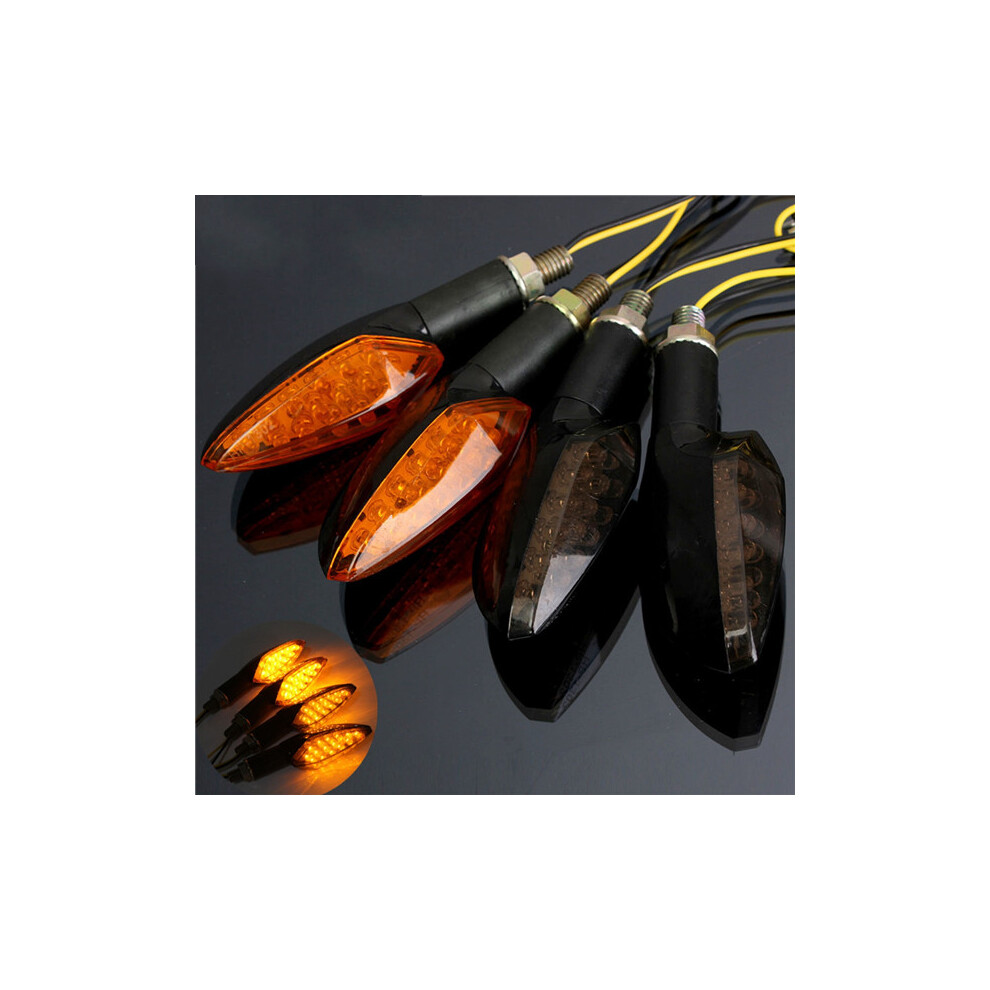 12V Universal Motorcycle 15Led Turn Signal Indicator Smoke Lens Long Handle Light/Amber 762179035527