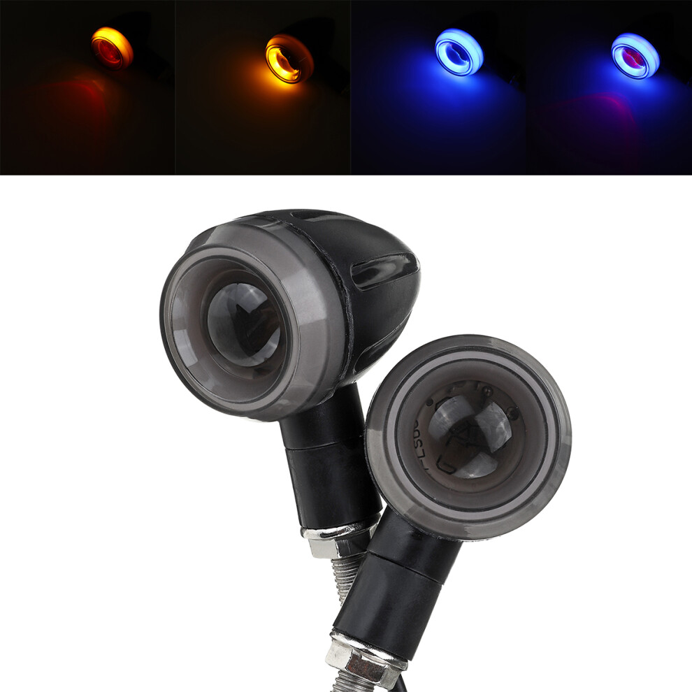 2Pc Motorcycle Motorbike Turn Signal S Led Indicator Blinker Handle Bar End Black/Light/Yellow 762179037989
