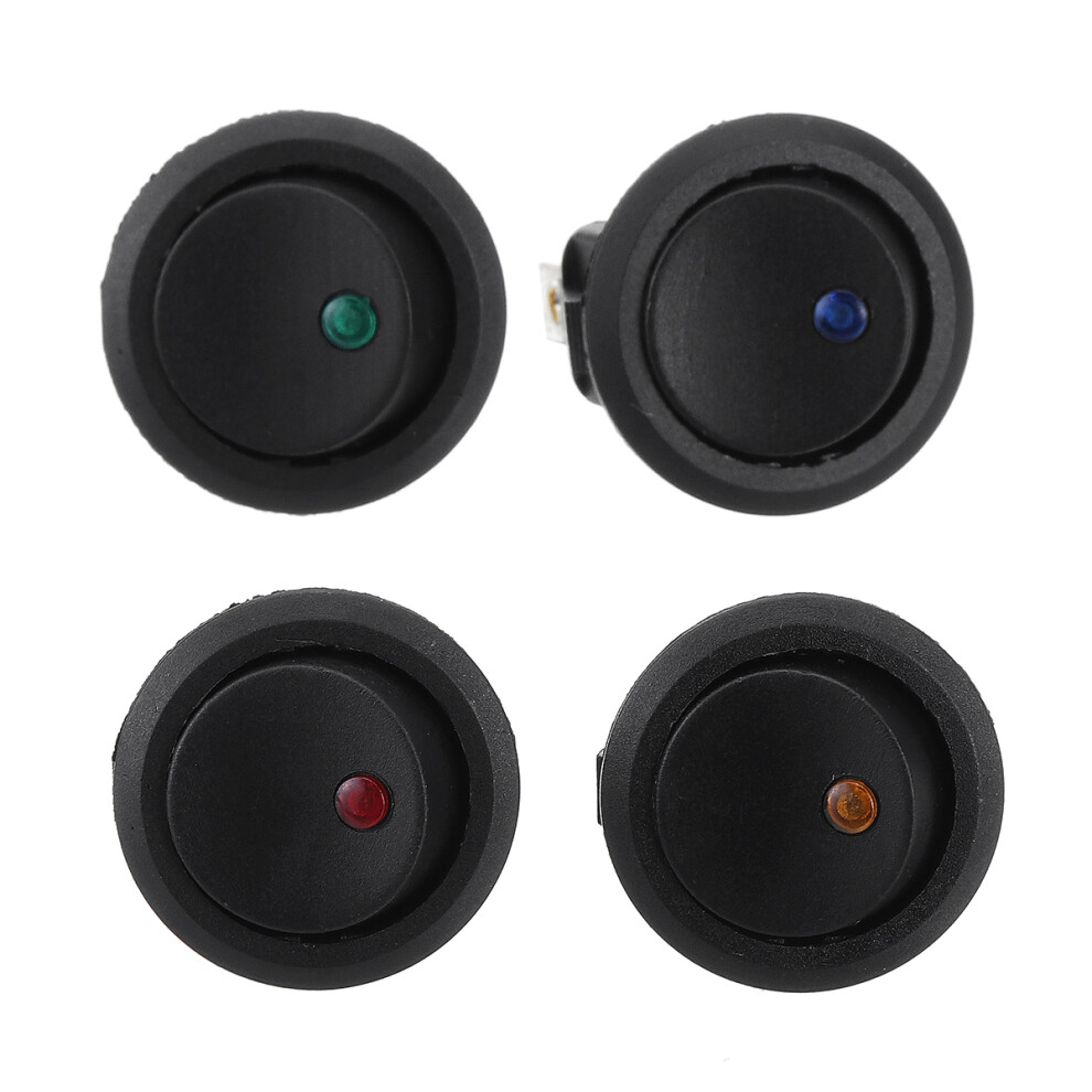 20Pcs 3P 6A On/Off Toggle Spst Round Rocker Switch Led Dot 12V Auto Motor Boat Atv Light 762179043560