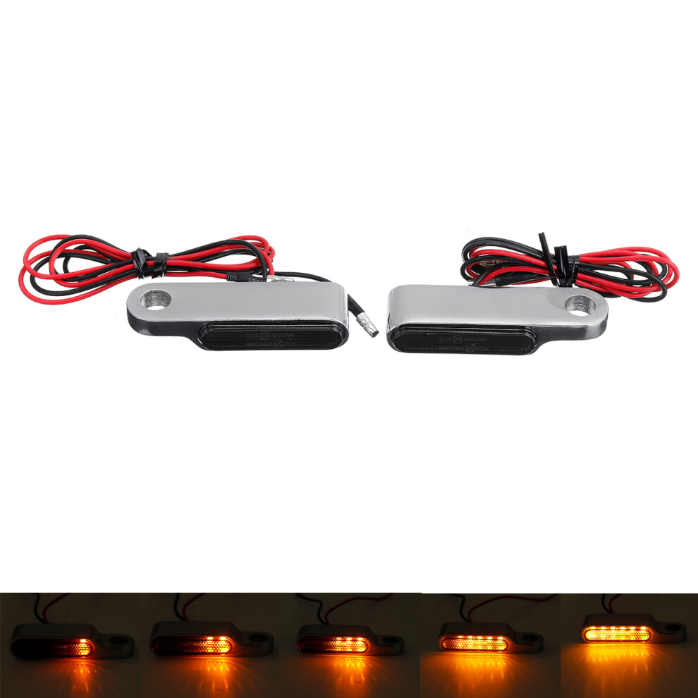 2Pcs 12V 6 Led Flowing Led Motorcycle Turn Signal Indicators Blinker Universal Light/Amber 762179045625