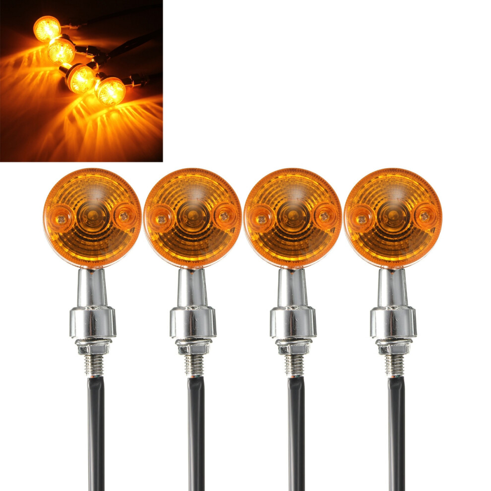 4Pcs 12V Motorcycle Turn Brake Signal Lights Bulb Lamp Indicators Amber 762179048756