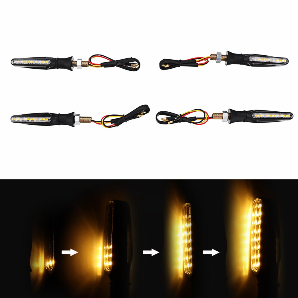 4Pcs 15Led Flowing Turn Signal Lights Indicators & Blinker Motorcycle Universal White/Amber 762179048343