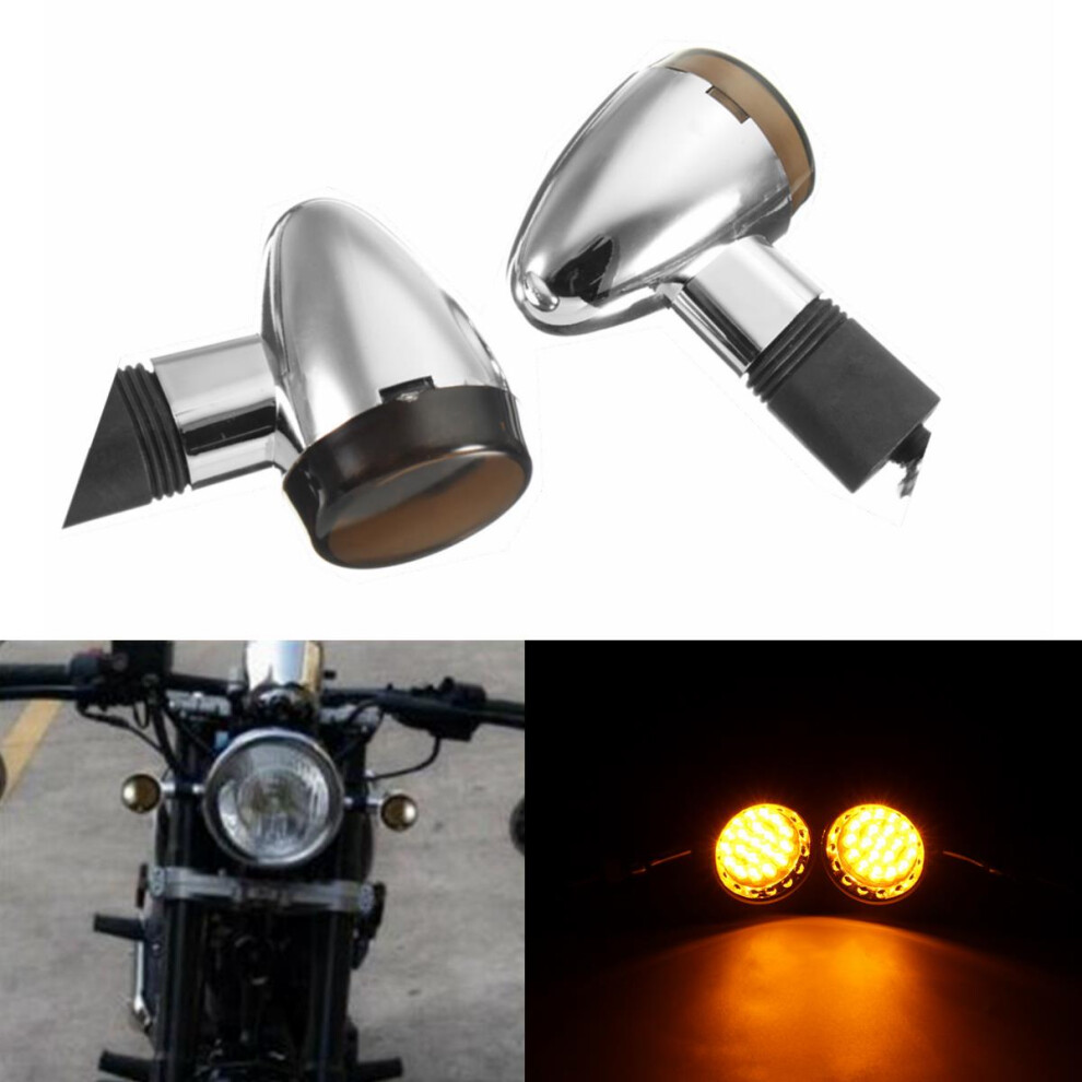 Motorcycle Chrome Smoke Bullet Led Turn Signal Blinker Cafe Racer Custom Light 762179051466