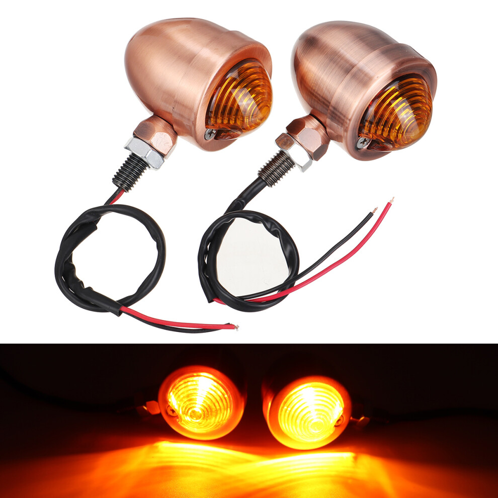 12V Motorcycle Bullet Turn Signal Indicator Lamp For Harley Cafe Racer 10Mm Light/Amber 762179054825