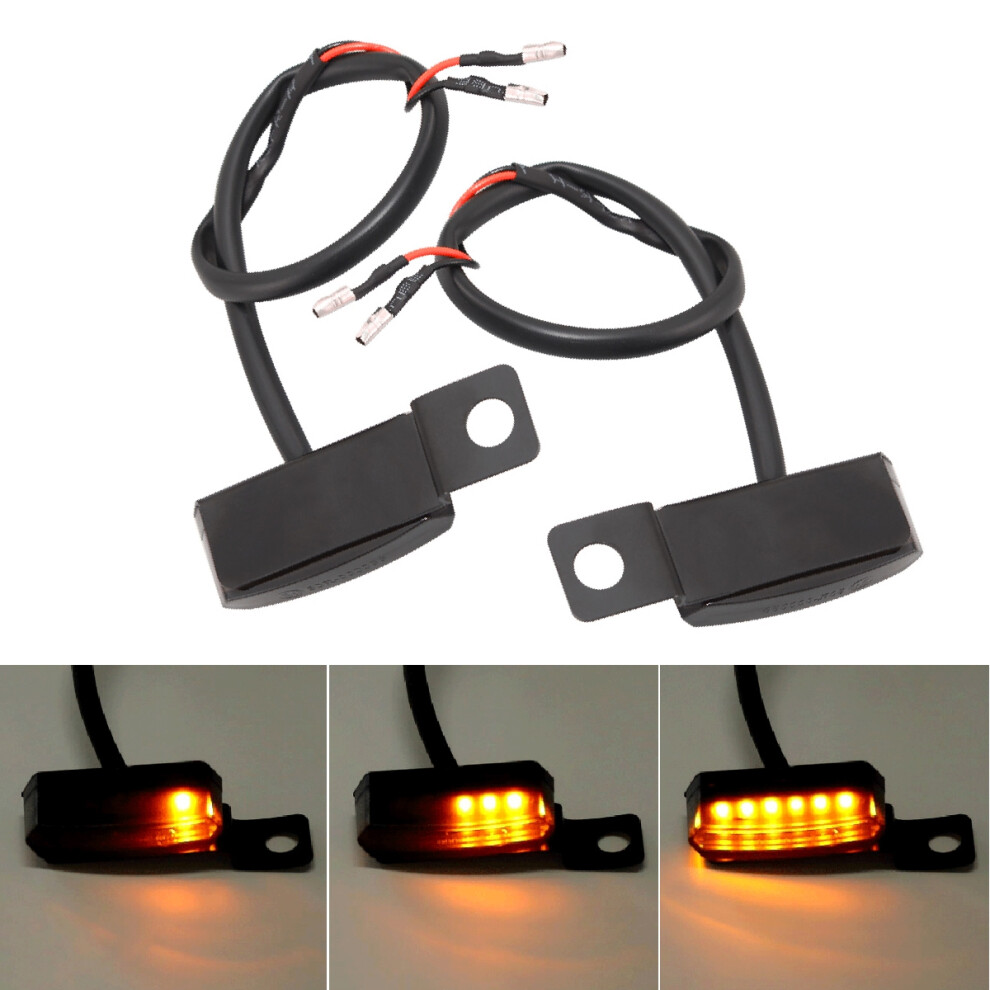 2Pcs Led Turn Signal Indicators Flowing Running Water Dynamic Motorcycle Bike Handlebar Mount Light/Amber 762179054849