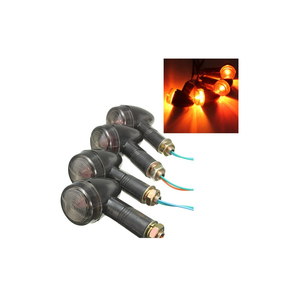4Pcs 12V Motorcycle Turn Signal Bullet Indicators Smoke Lamp Light/Amber 762179057208