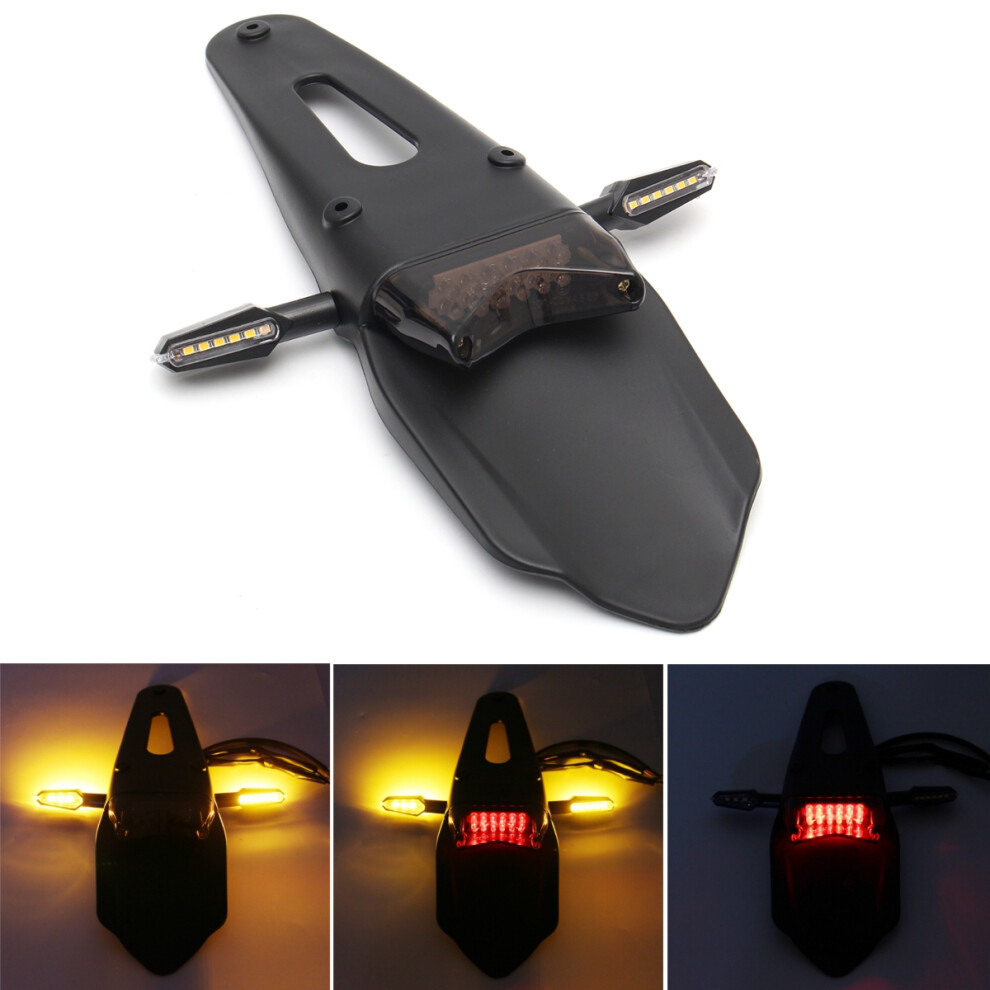 New 12V Motorcycle Enduro Led Rear Fender Brake Tail With Turn Signals Universal Light 762179062059