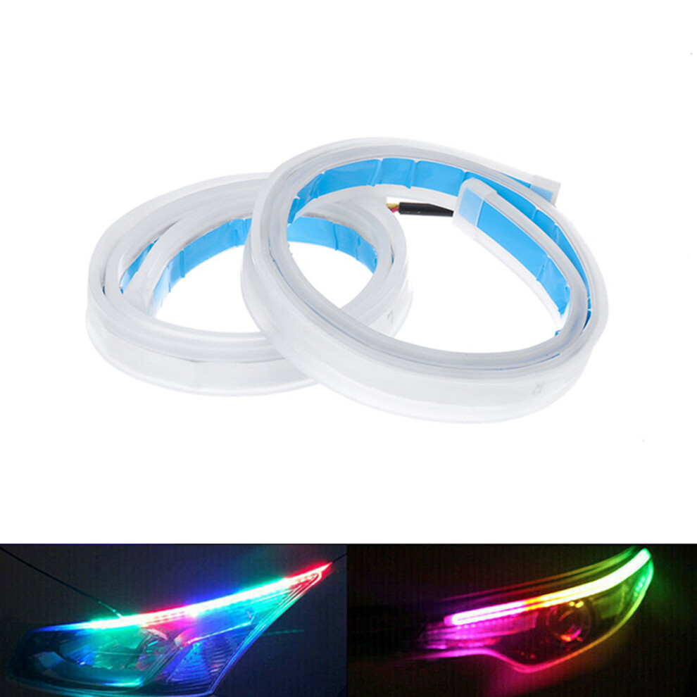 New 2X Rgb 60Cm App Led Drl Slim Flexible Daytime Running Strip For Head Light 762179061472
