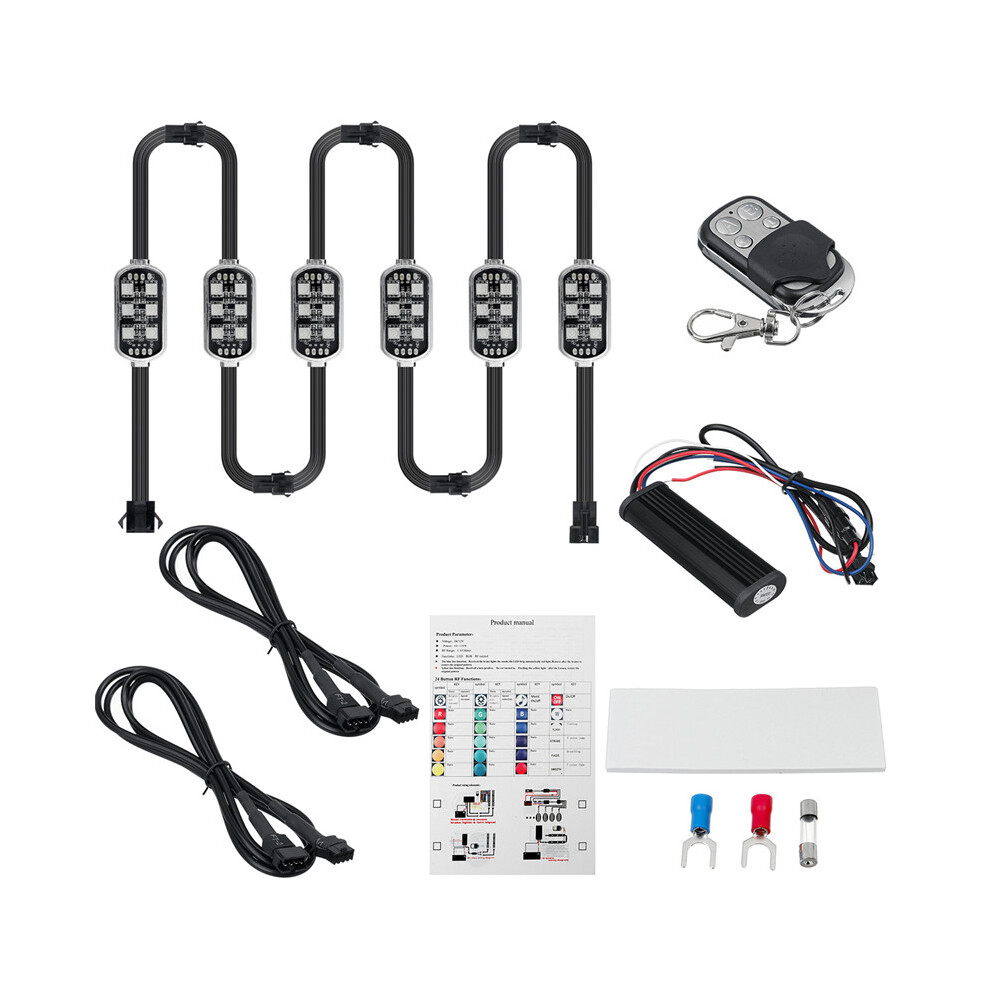 New 6Pcs Rgb Led Neon Under Glow Strip Kit Atmosphere Motorcycle Atv S Light 762179064657