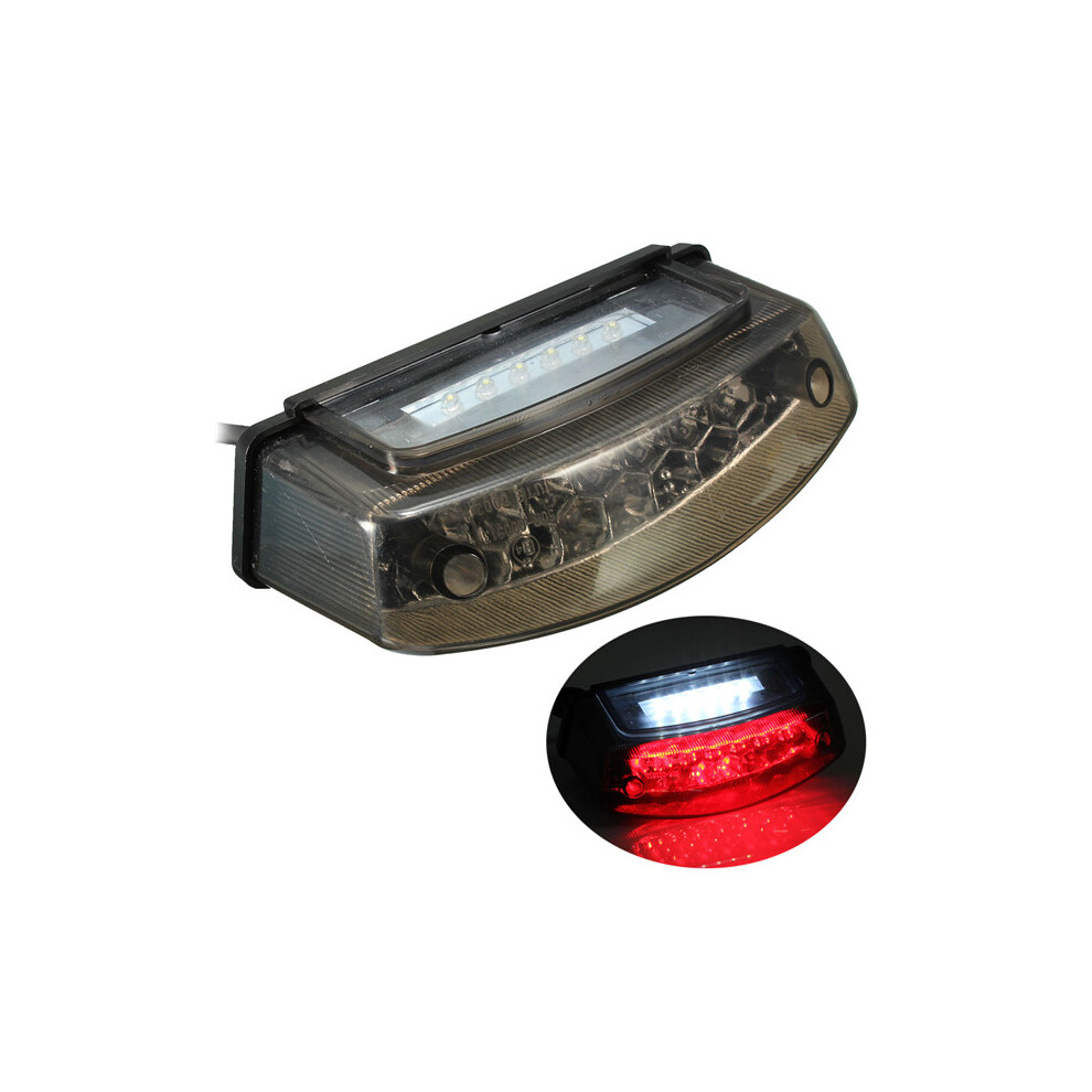 New Universal Motorcycle Blackened Led Rear Tail Brake Stop Number Plate Lamp Light 762179064664