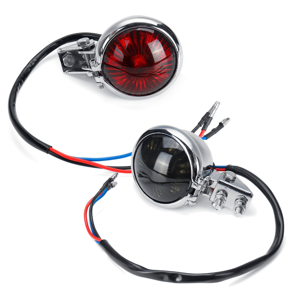 New 12V Motorcycle Smoke Rear Brake Stop Tail For Harley Chopper Cafe Racer Red/Light 762179066743