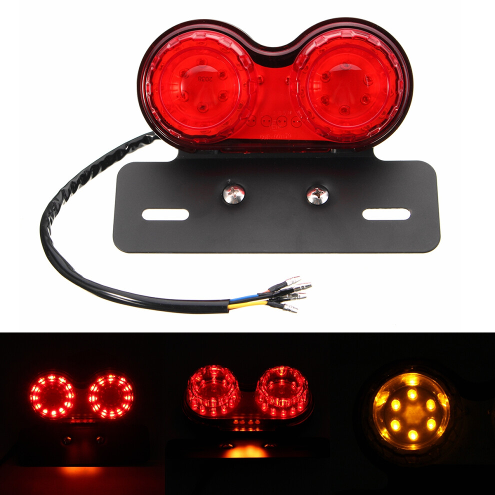 New Led License Plate Brake Tail Turn Signal Dual For Motorcycle Bobber Cafe Light 762179067795