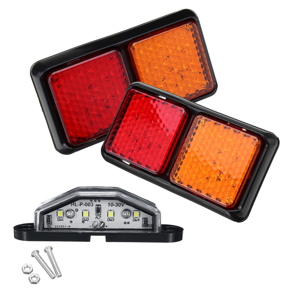 New 2Pcs 12V 72Led Truck Stop Tail Rear S Turn Signal Lamp + License Plate Kit Light 762179075059