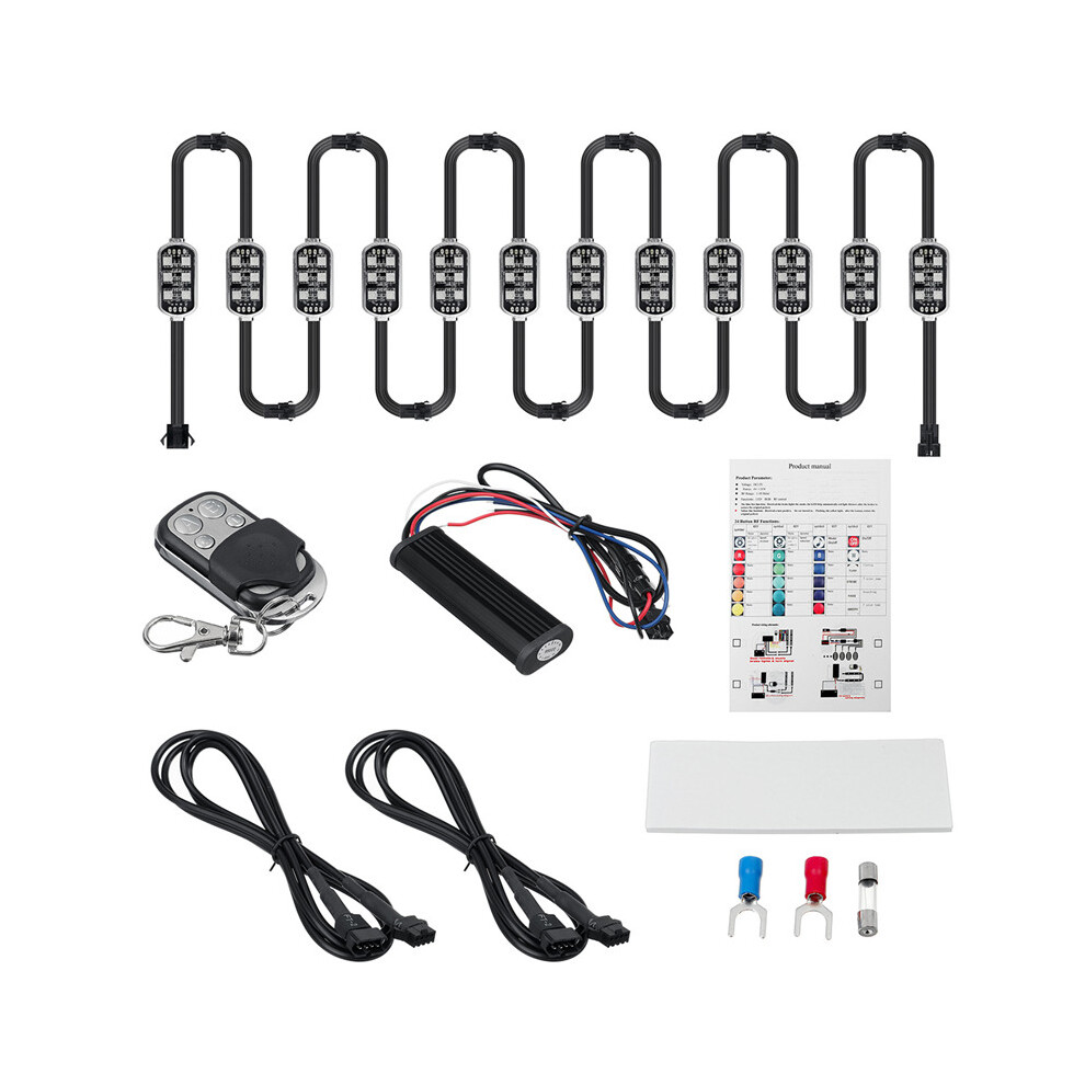 New 12Pcs Rgb Led Neon Under Glow Strip Kit Atmosphere Motorcycle Atv S Light 762179077855