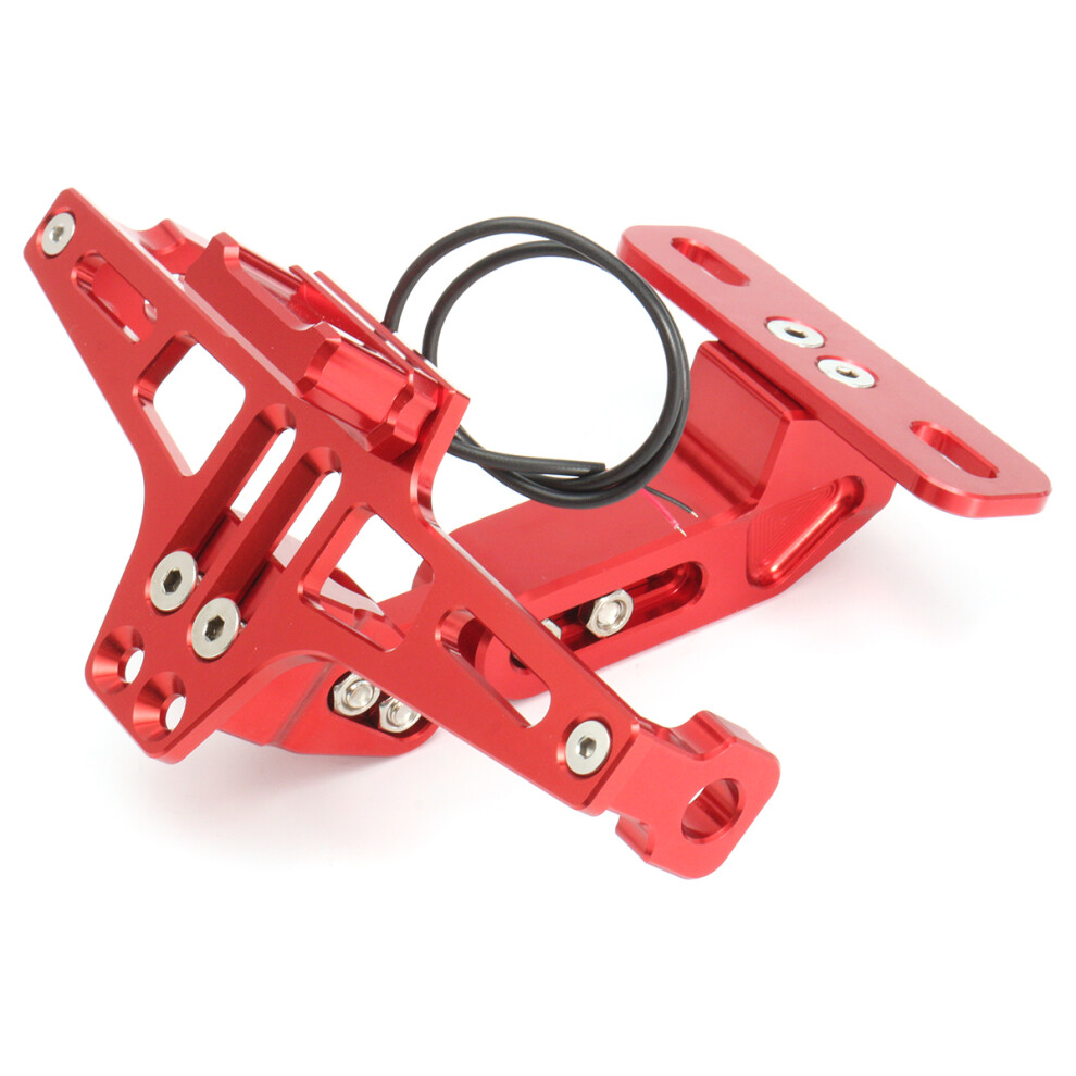 New Universal Cnc Motorcycle Alloy License Number Plate Holder Bracket Led S Light 762179078821