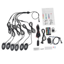 Nuevo juego de 6 luces LED RGB para coche luz de roca debajo del cuerpo para camioneta todoterreno inalámbrica doble control remoto 12 V