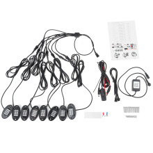 Uusi 8-osainen LED RGB Offroad kivi- ja pohjavalaisin Bluetooth-sovelluksen hallinta sopii autoihin ja kuorma-autoihin
