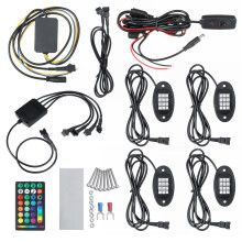 Uusi 4 kappaletta 12 V RGB LED Mini Rock -valo alustan valossa vilkkupainikkeella jarruääni RF-etäohjaimella autoihin moottoripyöriin kuorma-aut