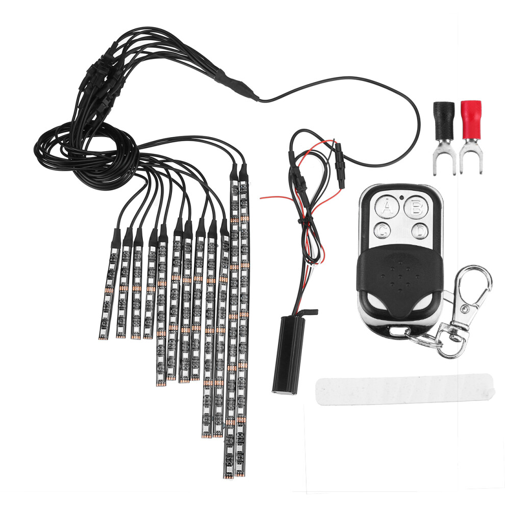 New 12Pcs 5050Smd Led Neon Strip Lamp Rgb 24-Colors Remote Control Under Glow S Decorative Strip For Motorcycle Car Light 762179085485
